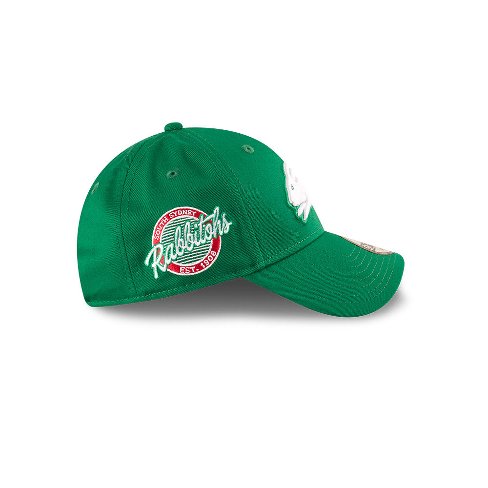 South Sydney Rabbitohs Hat - 2025 NRL Badged Green OTC 9Forty Strapback Cap - New Era